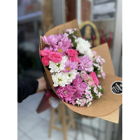 Mevsim  açık ton pembe karma Buket 